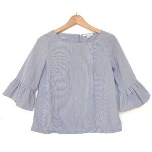 Madewell Striped Bell Sleeve Cotton Poplin Blouse XS